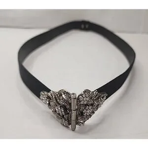 1 Of a Kind ESCADA Vintage womens belt satin leather black Crystal studs buckle ESCADA Black Belts for Women | eBay main image 2